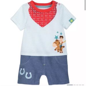 COPY - Disney Baby Toy Story Woody Cowboy Horses Striped Infant Romper